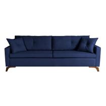 Sofá 3 Lugares Viena Veludo Azul 190 cm