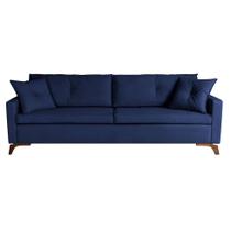 Sofá 3 Lugares Viena Veludo Azul 210 cm