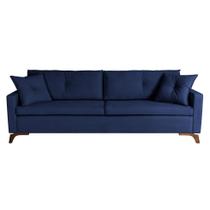 Sofá 3 Lugares Viena Veludo Azul 230 cm