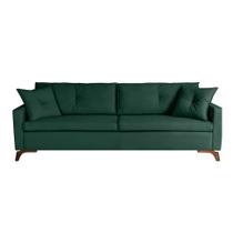 Sofá 3 Lugares Viena Veludo Verde 210 cm
