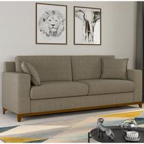 Sofá 3 Lugares Vintage Linho Slim Bege Caramelo