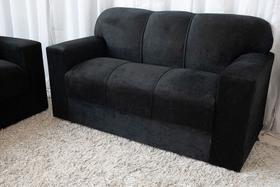 Sofá 3 Lugares Xaropinho Suede Preto Sofá 3 Lugares Xaropinho Suede Preto