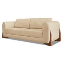 Sofá 3 Lugares Yves Linho Dourado 200 cm Sofá 3 Lugares Yves Linho Dourado 200 cm