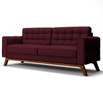 Sofá 300 cm 4 Lugares Sandero B-278 Veludo Marsala - Domi