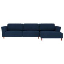 Sofá 330cm com Chaise Direita Franz Suede Azul G52 - Gran Belo