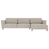 Sofá 330cm com Chaise Direita Franz Suede Bege G52 - Gran Belo