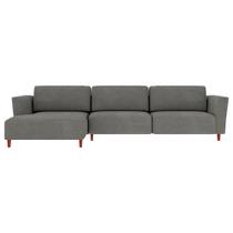 Sofá 330cm com Chaise Esquerda Franz Suede Grafite G52 - Gran Belo