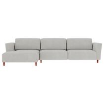 Sofá 350cm com Chaise Esquerda Franz Suede Cinza G52 - Gran Belo