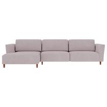 Sofá 350cm com Chaise Esquerda Franz Suede Rosê G52 - Gran Belo