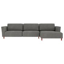 Sofá 370cm com Chaise Direita Franz Suede Grafite G52 - Gran Belo