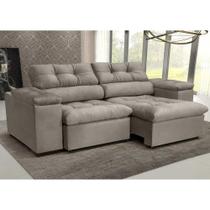 Sofá 3L 2,2m Retr/Recl Veludo OLM Vancouver - Bege Claro