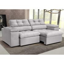 Sofá 3L 2,2m Retr/Recl Veludo OLM Vancouver - Pérola