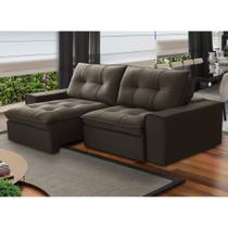 Sofá 3L 2,3m Ret/Rec Veludo Ferguile Argos - Tabaco