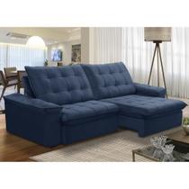 Sofá 3L 2,3m Ret/Rec Veludo Ferguile Batam - Azul