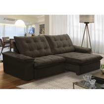 Sofá 3L 2,3m Ret/Rec Veludo Ferguile Batam - Tabaco