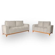 Sofá 3x2 Lugares Memphis Ultra Conforto em Madeira Maciça e Suede - LH Decor