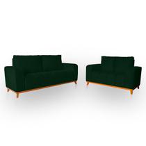Sofá 3x2 Lugares Memphis Ultra Conforto em Madeira Maciça e Suede Verde - LH Decor Sofá 3x2 Lugares Memphis Ultra Conforto em Madeira Maciça e Suede Verde - LH Decor