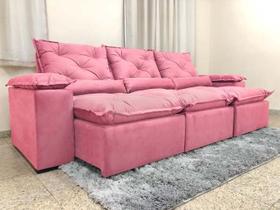 Sofá 4 e 5 Lugares 3,20m Retrátil e Reclinável Alpoim Estofados Athenas:rosa