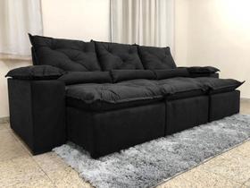 Sofá 4 e 5 Lugares Retrátil e Reclinável Preto 2,90m Alpoim Estofados Athenas