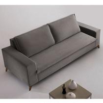 Sofa 4 Lugares 240Cm Veludo Pes Imbuia Gregory