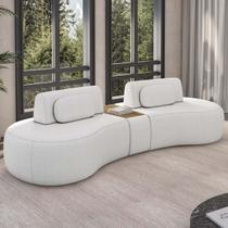 Sofá 4 Lugares 285cm Orgânico com Mesa Mellanie Boucle Cru Z32 - Mpozenato Sofá 4 Lugares 285cm Orgânico com Mesa Mellanie Boucle Cru Z32 - Mpozenato