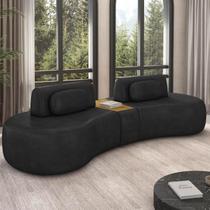 Sofá 4 Lugares 285cm Orgânico com Mesa Mellanie Sintético Preto Z32 - Mpozenato Sofá 4 Lugares 285cm Orgânico com Mesa Mellanie Sintético Preto Z32 - Mpozenato