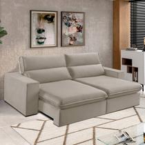 Sofá 4 Lugares 290cm Retrátil e Reclinável Free Veludo Bege Sofá 4 Lugares 290cm Retrátil e Reclinável Free Veludo Bege