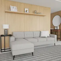 Sofá 4 Lugares Alive com Chaise Esquerdo Pé Palito Linho Cotton Cru Sofá 4 Lugares Alive com Chaise Esquerdo Pé Palito Linho Cotton Cru