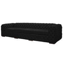 Sofá 4 Lugares Astúria 260cm Couro Preto Fosco - Gran Belo Sofá 4 Lugares Astúria 260cm Couro Preto Fosco - Gran Belo