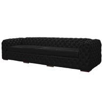 Sofá 4 Lugares Astúria 280cm Couro Preto Fosco - Gran Belo Sofá 4 Lugares Astúria 280cm Couro Preto Fosco - Gran Belo