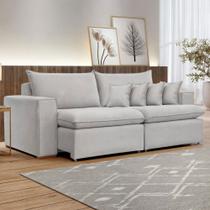 Sofá 4 Lugares Barcelona Retrátil Linho/Gelo - Celflex Sofá 4 Lugares Barcelona Retrátil Linho/Gelo - Celflex