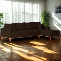 Sofá 4 Lugares Beny com Chaise Direito material sintético Marrom