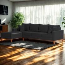 Sofá 4 Lugares Beny com Chaise Esquerdo Linho Grafite