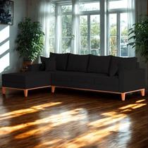Sofá 4 Lugares Beny com Chaise Esquerdo material sintético Preto