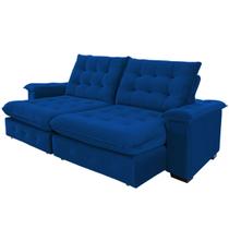 Sofá 4 Lugares Coliseu 2.60m Retrátil e Reclinável Super Pillow - Azul - Sofisticato