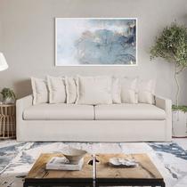 Sofá 4 Lugares com Capa 100% Removível e Lavável Enseada 220cm Cinza Marfim