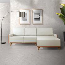 Sofá 4 Lugares com Chaise Lado Direito 258cm material sintético Geribá Bege/Paçoca Sofá 4 Lugares com Chaise Lado Direito 258cm material sintético Geribá Bege/Paçoca