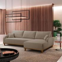 Sofá 4 Lugares com Chaise Lado Direito 300cm em Veludo Mercúrio