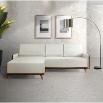 Sofá 4 Lugares com Chaise Lado Esquerdo 258cm material sintético Geribá Bege/Marrom