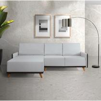 Sofá 4 Lugares com Chaise Lado Esquerdo 258cm material sintético Geribá