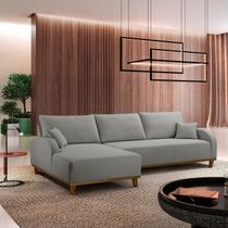 Sofá 4 Lugares com Chaise Lado Esquerdo 300cm em Linho Mercúrio