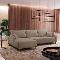 Sofá 4 Lugares com Chaise Lado Esquerdo 300cm em Veludo Mercúrio