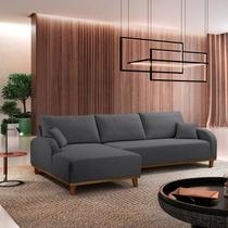 Sofá 4 Lugares com Chaise Lado Esquerdo 300cm em Veludo Mercúrio