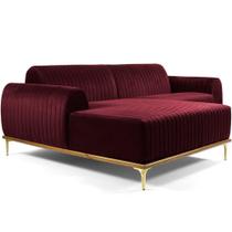 Sofá 4 Lugares Com Chaise Molino 255cm Veludo Marsala C-278