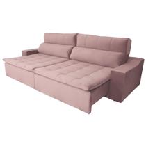 Sofá 4 Lugares Connect Com Pillow Retrátil e Reclinável 2,50m Veludo Rosê - Rifletti Estofados