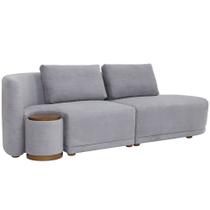 Sofá 4 Lugares Curvo Living Orgânico 01 Puff Esquerdo Palladio C06 260 cm Bouclê Cinza B-56 - Lyam