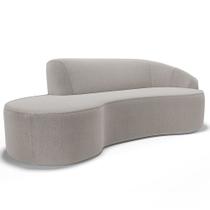 Sofá 4 Lugares Curvo Sala de Estar Living Firenze Direito D02 Bouclê Bege 260 cm C-62 - Lyam