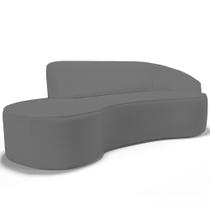 Sofá 4 Lugares Curvo Sala de Estar Living Firenze Direito D02 Corano Cinza 280 cm C-03 - Lyam