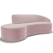 Sofá 4 Lugares Curvo Sala de Estar Living Firenze Direito D02 Veludo Rosê 260 cm C-305 - Lyam Sofá 4 Lugares Curvo Sala de Estar Living Firenze Direito D02 Veludo Rosê 260 cm C-305 - Lyam