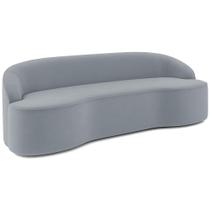 Sofá 4 Lugares Curvo Sala de Estar Living Lótus D02 Veludo Cinza 230 cm C-317 - Lyam Decor